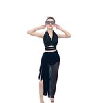 FXM Samantha Luxury Swimsuit with Cover Up | Women's Sexy High Waist Bikini Set with Sheer Cover up (Black_S)