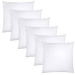 AJISH Set of 6, 18 x 18 Inch Micorfiber Filled Cushion Filler - Soft & Fluffy - Hotel Quality Premium Cushions - Decorative Cushion for Sofa, Bed, Throw Pillow Insert, Office - Home Decor (White)