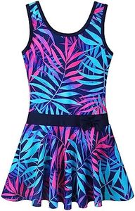 ZNYUNE Girls' One-Piece UV Swimwear UV Clothing Children's Bathing Shirt Girls, Mn-Dark Blue-Sleeveless, 4-5 Years