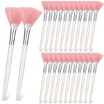 24 Pieces Fan Brush Facial Mask Brush Soft Fan Face Makeup Brush Acid Applicator Esthetician Brush Cosmetic Tools for Mud Clay Mask, Makeup Peel (Pink)