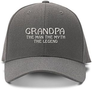 Speedy Pros Baseball Cap Grandpa Man, Myth, Legend Embroidery Family & Friends Grandfather Acrylic Hats for Men Women Strap Closure Dark Grey Design Only