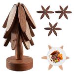 Wood Trivet Black Walnut Wood Table Mat Wooden Tree Coaster Ree Art for Wood Coasters Set of 3 ​​Wood Tree Coasters Foldable Trivet Table Pad Tree Shape Trivet Set Coaster (B-​​Wood Tree Coasters)