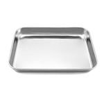 QWORK Stainless Steel Surgical Tray, Flat Bottom Tray, for Medical Instruments, Tattoo, Surgical Supplies, 10 5/8 x 6 11/16 x 1 inch, 1 Pack