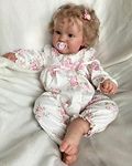 TERABITHIA 20 Inches Real Baby Size Rooted Curly Hair Sweet Face Lifelike Reborn Baby Doll Crafted in Full Body Silicone Vinyl Anatomically Correct Realistic Newborn Girl Dolls Washable for Girls