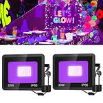 CORESLUX 30W UV Black Lights, UV Lights Ultraviolet Floodlights with Plug, IP65 Waterproof Blacklight for Glow Party, Stage Lighting, Body Paint, Aquarium,Disco,Halloween,Christmas.