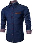 Coofandy Men's Casual Dress Shirt Button Down Shirts, XX-Large,01-dark Blue