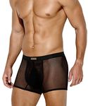 Casey Kevin Men Sexy Mesh Boxer Briefs Stretch Breathable Shorts Hipsters Trunk Underwear,BLACK-M