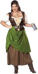 California Costumes Plus Size Tavern Maiden Costume, Olive/Brown, 1XL (16-18)