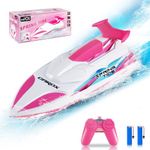 RC Boat Pool Toys for Kids - 2.4GHz Remote Control Boat for Swimming Pool & Lakes Water Toy, 360° Flip Stunt Racing Boats with 2 Modular Rechargeable Battery, Gifts for 6-13 Girls Kids