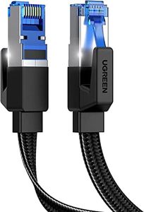 UGREEN Cat 8 Ethernet Cable 1m 40Gbps 2000Mhz High Speed 26AWG Braided Internet Wire Flat Network Cord Black RJ45 Shielded Indoor LAN Cables Compatible with PC Gaming PS4 PS5 Xbox Modem Router