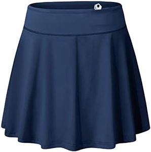 BLEVONH Swim Skirt Bottoms for Women,Lightweight Soft Casual Skort Inner Shorts Lady Fashionable Hight-Waisted Pleated Skirts Plus Size Badminton Bowling Mini Skorts with Tennis Shirts Blue 2XL