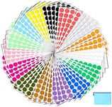 Pack of 2400 3/4" Round Color Coding Circle Dot Sticker Labels - 15 Assorted Colors, Bonus A5 Zipper File Bag Included for Easy Storage