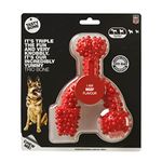 TastyBone TrioBone Nylon Dog Chew Toy for Large Dogs (Beef) - Indestructible for Aggressive Chewers, Everlasting Flavour, Strong Healthy Teeth, Made in the UK