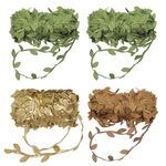 4 Pcs Leaf Ribbon Trim Rope, 43.7 Yard Artificial Vines Leaves String Trim Ribbon, Leaf Vine Lace Trim String DIY Wreath Foliage for Home Decor Gift Wrapping DIY Craft