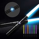 Lischwert Lightsaber, RGB Colors Changeable with Sound Metal Hilt Light Saber Force FX Dueling Lightsaber Toy for Kids Adults Gift (2pcs Black)