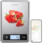 RENPHO Digital Food Scale, Kitchen Scale Weight Grams and oz for Baking, Cooking and Coffee with Nutritional Calculator for Keto, Macro, Calorie and Weight Loss with Smartphone App, Stainless Steel