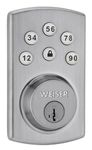 Weiser Powerbolt 2 Satin Chrome Keyless Entry Door Lock/Deadbolt Lock, Single Cylinder Keypad Door Lock with Backlit Keypad (Up to 6 User Codes), Auto Lock, Electronic Door Locks for Entry Door