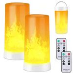 LED Flame Effect Light, 2PCS LED Flame Lamps with Remotes USB Rechargeable Fireplace Light 4 Modes Flameless Candle Light for Living Room, Bedroom, Christmas, Halloween, Party