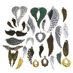 GraceAngie Wholesale 50 Pieces Antique Bronze Vintage Feather Mixed Angel Wings Charms DIY Necklace Pendant for Handmade Jewelry Making