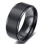 TIGRADE 4mm 6mm 8mm 10mm Black Titanium Rings Wedding Band Matte Comfort Fit for Men Women, 10MM, Size 7