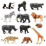 Volnau Mini Safari Animal Toys Figures 12PCS Wild Figurines Miniature for Toddlers Kids Christmas Birthday Gift Plastic Preschool Pack