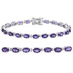 Gemstone Tennis Bracelet in Sterling Silver Choose from Amethyst, Blue Topaz or Peridot