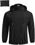 COOFANDY Mens Rain Jacket Waterproof with Hood Packable Rain Coat Lightweight Rain Hoodie Black