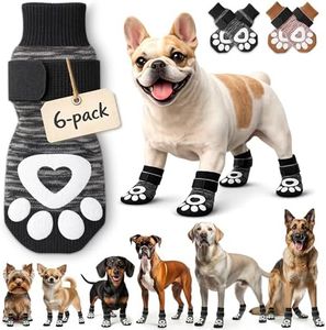 Anti Slip Dog Socks for Hardwood Floors, 6 Pack | Dog Socks to Prevent Licking Paws and Add Traction | Paw Protection for Senior Dogs | Dog Booties Alternative - Medium