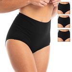 Satini High Waist Cotton Full Coverage Soft Seamless Breathable Comfort Panties Briefs Underwear (3xBlack, M)