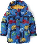 The Children's Place Baby Boys' and Toddler Heavy 3 in 1 Winter Jacket, Wind Water-Resistant Shell, Fleece Inner, Blue Construction Trucks