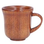 Wooden Tea Cup, Handmade Wooden Coffee Mug with Handle 300ml Portable Travel Tea Camping Cup Wine Beer Mug for Home Office Bar Outdoor, Men Gift