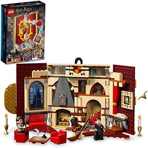 LEGO Harry Potter 76409 - Set di striscioni per casa di Grifondoro, castello di Hogwarts, giocattolo da parete o da parete, giocattolo da viaggio pieghevole, da collezione con 3 minifigure