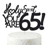 65 Birthday Cake Toppers-Black Glitter, Funny 65th Cake Topper for Men,65 Cake Topper For Women, 65th birthday decorations,65th Birthday Cake Topper Sixty Five