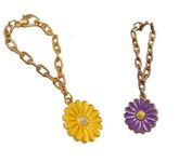 morel Sturdy Rose Gold Chain with Yellow Color and Purple Color Sunflower Pendant Watch Charm, Watch Accessories, GIFTABLE Floral for Girl and Women, Pack of 2