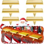 HPQ Set of 6 Christmas Stocking Holders for Mantle Christmas Stocking Hanging Hooks Weighted Stocking Holder Bases for Holiday Xmas Fireplace Window Home Table Decor (Gold)