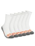 Timberland PRO Sorbtek Moisture Control Mens Socks, Arch Support, Cushioned Footbed (Size 7-12 6 Pairs), White, 7-12
