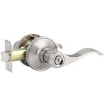 Probrico Interior Privacy Door Knob for Bedroom Stainless Steel Bathroom Door Handle Wave Door Lock Set Without Key Satin Nickel