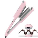 TYMO Hair Waver Crimper Hair Curler - Deep Waver Curling Iron, Ionic Beach Waves Curling Wand with Ceramic Tourmaline Barrel for Women, Anti-Scald, Quick & Easy, Dual Voltage, TYMO ROVY Pink