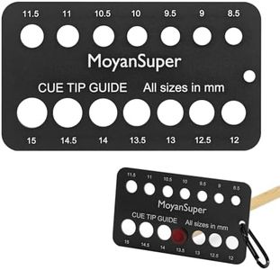 MoyanSuper Aluminum Cue Tip Gauge for Billiards – Measures 8.5mm–15mm Metal Cue Tip Sizer for Pool, Snooker, Break Cues Lightweight & Compact (5.1" x 3.3", 65g)