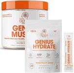 Genius Hydration & Muscle Support Bundle - Sour Peach Rings Hydrate Stick Pack Powder Drink Mix & Muscle Builder & Mass Gainer - Natural Electrolyte Booster & Anabolic Activator Supplement