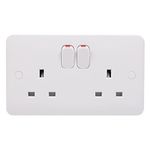 Schneider Electric Lisse White Moulded - Switched Double Power Socket, Double Pole, 13A,GGBL3020DS, White