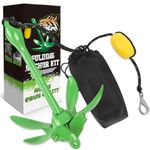 Linkloos Kayak Anchor Kit - 3.5lb with 40ft Rope & Storage Bag - Accessories for Kayaks, Canoes, SUP Boards, Small Boats, Jet Skis & PWCs - Marine Grade Green