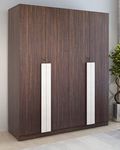 illfordd furniture 4 Door Wardrobe with Shelves,Drawer and Locker with Wooden Handel/Dark Wenge Finish