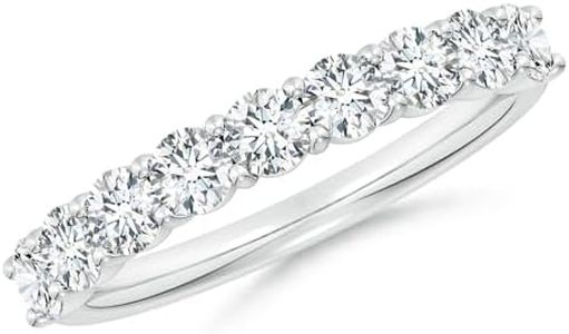 Angara Lab Grown Diamond Wedding Ring for Women | 1.23 ct Round Lab Diamond Half Eternity Ring in White Gold | April Birthday, Anniversary, Gemstone Jewelry Gift | FGVS | 3.6mm | Ring Size- 7