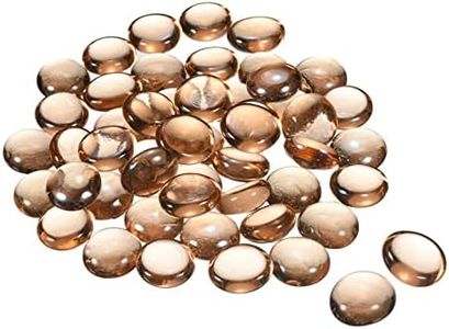 MECCANIXITY Decorative Flat Glass Marbles 17-19mm Rock Vase Filler Beads Pebbles Amber for Fish Tank Table Scatter Decor, 100 Pcs