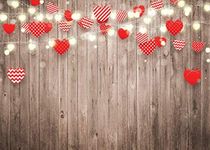 SJOLOON Valentine Day Backdrop for Photography Rustic Wood Wedding Backdrop Red Heart Stage Lighting Bridal Baby Shower Decoration Banner 11811 (7x5FT)