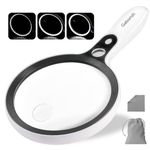 Large Magnifying Glass with 37 LED Light, 10X 20X 45X Handheld Illuminated Lighted Magnifier with 3 Light Modes for Seniors Reading, Inspection, Coins, Exploring Close Work