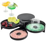 MAOPINER 3-Tier Bar Glass Rimmer Bartender Tool with Sponge, 3-Tray Black Plastic Glass Rimming Sugar Lime Juice Salt Glass Rimmer Tray for Cocktails Margaritas Bloody Marys and Gimlets