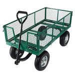 LIVINGbasics Heavy-Duty Steel Utility Cart Beach Wagon with Removable Sides and 13-Inch Tires 440-Pound Capacity, Green -GreenWise™