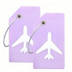 2Pack Purple Silicone Luggage Tag with Name ID Card Perfect to Quickly Spot Luggage Suitcase by Ovener